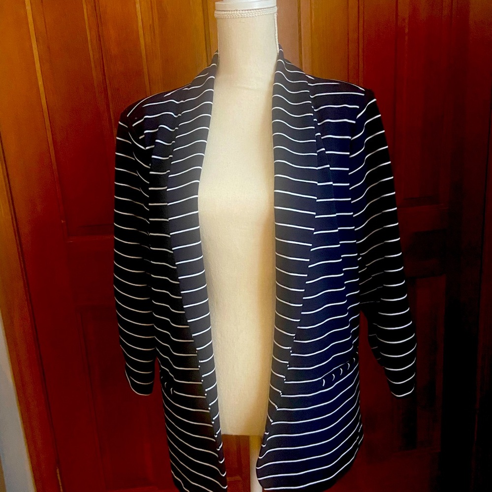 Navy and white striped Christopher and Banks  blazer XL